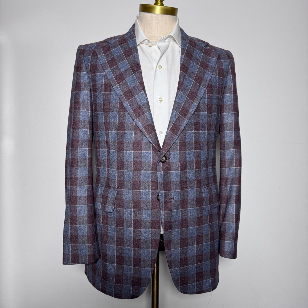 1970s Johnny Carson Blazer Mens 40R  Plaid Vintage 2-Button‎ Sport Coat